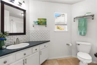 Wonderfully spacious hall bath.