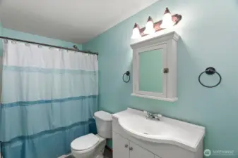 Downstairs main bath.  One of 3 full baths in the home.