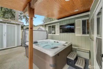 The new hot will provides years of relaxing and enjoyment. How about the outdoor TV, a great spot to watch the big game.