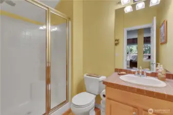 3/4 bath right near the main floor bedroom.