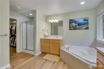 Primary Bath wtih walk in closet.