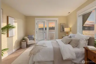 The third bedroom is equally spacious and includes its own separate balcony and bathroom.