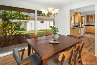 Dining room with big windows