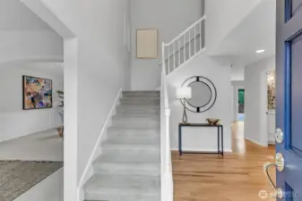 Welcoming entry with warm colors and attractive decore.