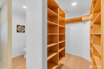 Walk-in-closet in the primary bedroom.