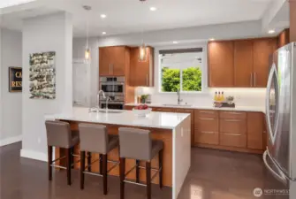 Fantastic storage and counter space along with 2 separate sinks.