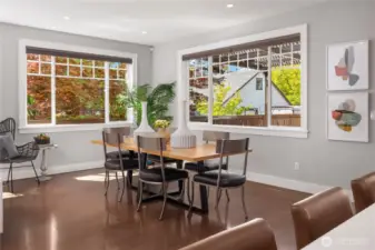 The dining area is very large as shown by this huge eating area that can expand for the largest of gatherings.