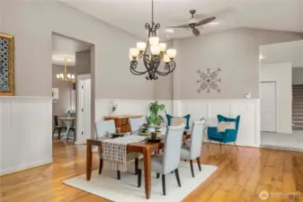 Thoughtfully placed ceiling fans circulate fresh air throughout the home.