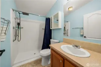 Main bathroom with accessible shower