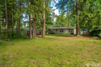 Very large back yard with 2 sheds