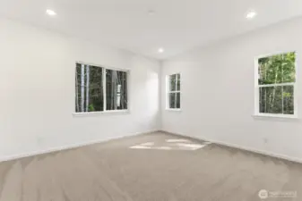 ***Actual Home *** Primary suite large and bright with privacy looking back on green space
