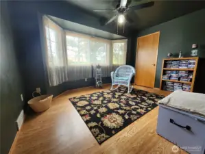 Bedroom with large bright window