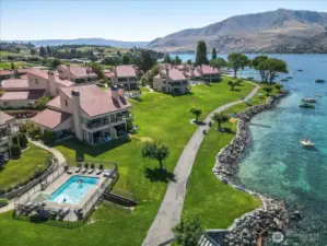 More drones to show off the swimming areas, green grass to relax with family and friends, pools, walking paths, etc.