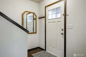 Front door entryway w/an extra upper lock for kids