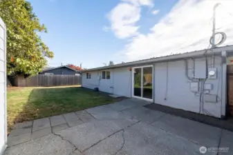 Patio space off of the dinging area/great room.