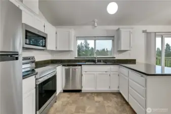 This kitchen was just freshly painted white!
