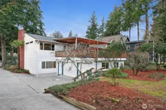 Two-car attached garage, under the deck space. Turn around space paved for easy navigation!