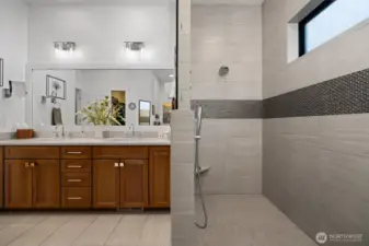 A walk-in shower perfect for aging in place.