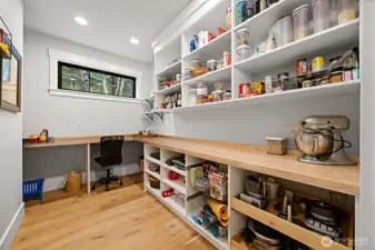 Butler’s pantry adds the perfect extra space for storage and kitchen organization.