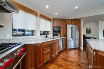 Large windows provide ample light to kitchen
