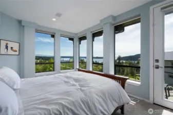 Guest bedroom on main with incredible sweeping views of Dewey Beach + Cornet Bay