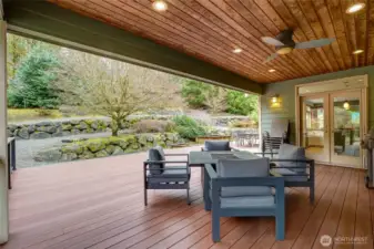 Covered deck located off the kitchen.