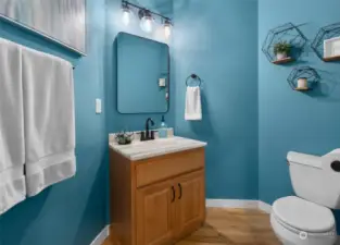 Your main floor powder room has been stylishly updated exuding modern elegance and sophistication.