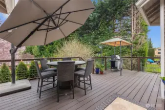 Savor garden-to-table meals on your deck, embracing the freshness and flavors of homegrown produce in an outdoor dining setting where you can enjoy views of Mt Baker & The Cascades.