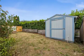 Shed storage in the backyard is ready for your off-season gear, garden storage or workshop.