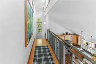 'mezanine hallway above the great room.