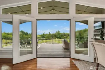 Elegant french doors open to the deck