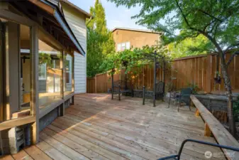 Private deck is ready to host summer fun gatherings with friends and family.