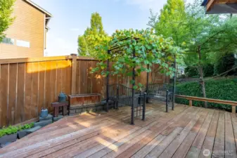 Plenty of room for your favorite outdoor furniture, dining table and colorful planters.