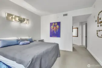 Looking from the window to the primary bedroom