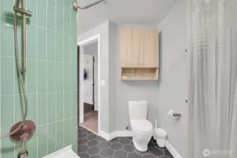 Looking from the shower into the hall