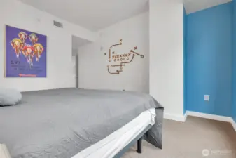 View from the primary bedroom to the hall