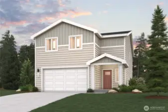 Ponderosa Elevation A Rendering-Depictions of homes or other features are artist conceptions. Hardscape, landscape, and other items shown may be decoration and not included in the purchase price and availability may vary, not promised. Views may also be altered by subsequent construction, tree growth, and landscaping