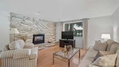 Enjoy year round comfort with this lower-level gas fireplace!