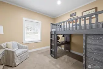 Main floor bedroom keeps your little ones close to the master, but far enough for privacy, or functions great as a second office.
