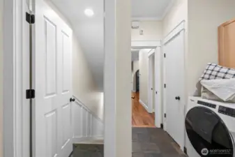 Basement access is through the laundry/mud room off the garage, allowing for isolation between living spaces for multi-generational living with shared use of this space.