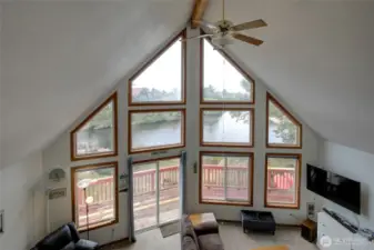 Looking down from loft