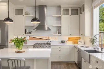 The chef's kitchen has everything you need to cook for a dinner party or just be well stocked for day to day living.