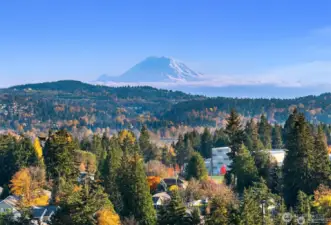 Mount Rainier views from the dining room and living room