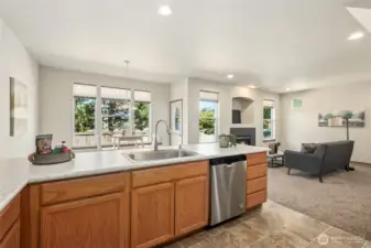 A great design allows the cook to enjoy easy interaction with occupants or guest. This kitchen in unit 129 has been just been updated with new countertops.