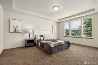 Spacious primary bedrooms with coffered ceilings, huge walk-in closets, and private ensuite baths.