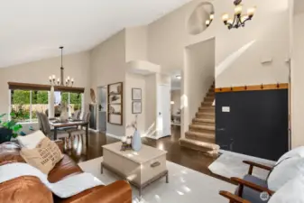 Vaulted ceilings and beautiful hardwoods.
