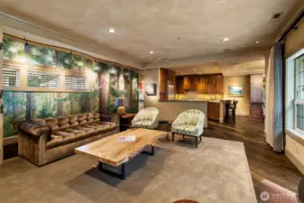 Hand-applied Venetian plaster walls add depth and a soft, luminous texture throughout the space, complementing the custom finishes and rich materials.