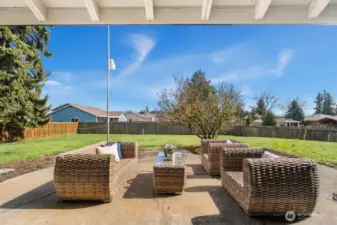 Magnificent fenced yard perfect for entertaining, BBQing, pets and playtime