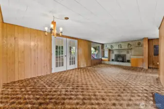 Double French doors in Living room and dining room. Craftsman built 1948.