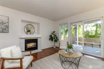 Fully fenced backyard and trees on the other side offer a private backyard setting.